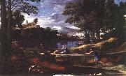 Nicolas Poussin Landscape with a Man Killed by a Snake painting